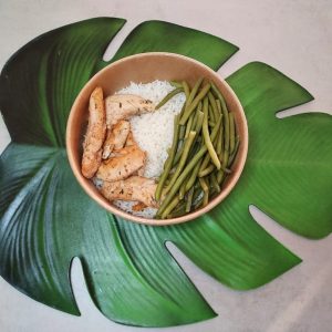 riz blanc de poulet haricots verts